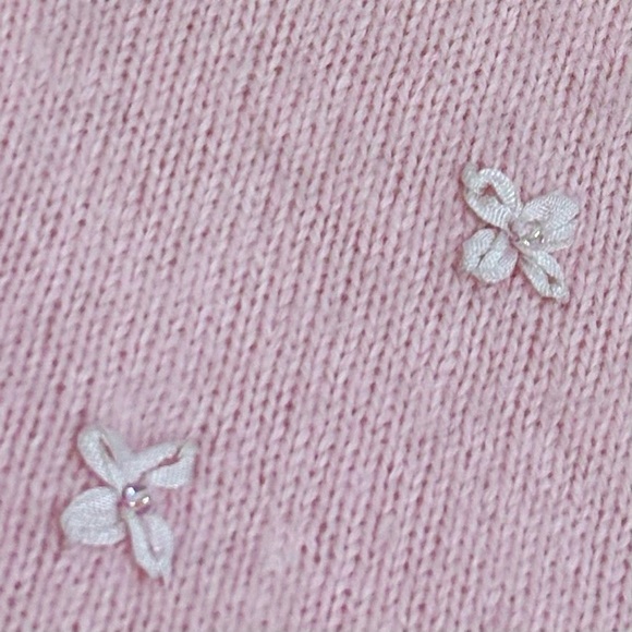 ABERCROMBIE Y2K Cotton Angora Rabbit Hair Silk Bows Beads Coquette Cardigan - Picture 7 of 12